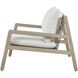 Strapped Ivory Rattan and Cerused Wheat Mahogany Wood Outdoor Lounge Chair