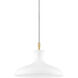 Cassidy 1 Light 15 inch Aged Brass/Soft Off White Pendant Ceiling Light