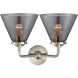 Nouveau Large Cone LED 16 inch Brushed Satin Nickel Bath Vanity Light Wall Light in Plated Smoke Glass, Nouveau
