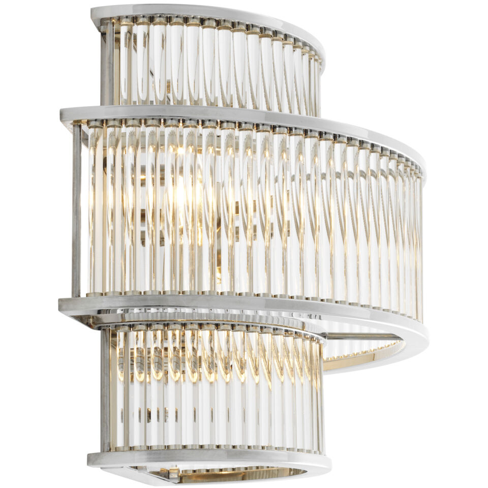 Mancini Wall Lamp Wall Light in Nickel, Clear Glass