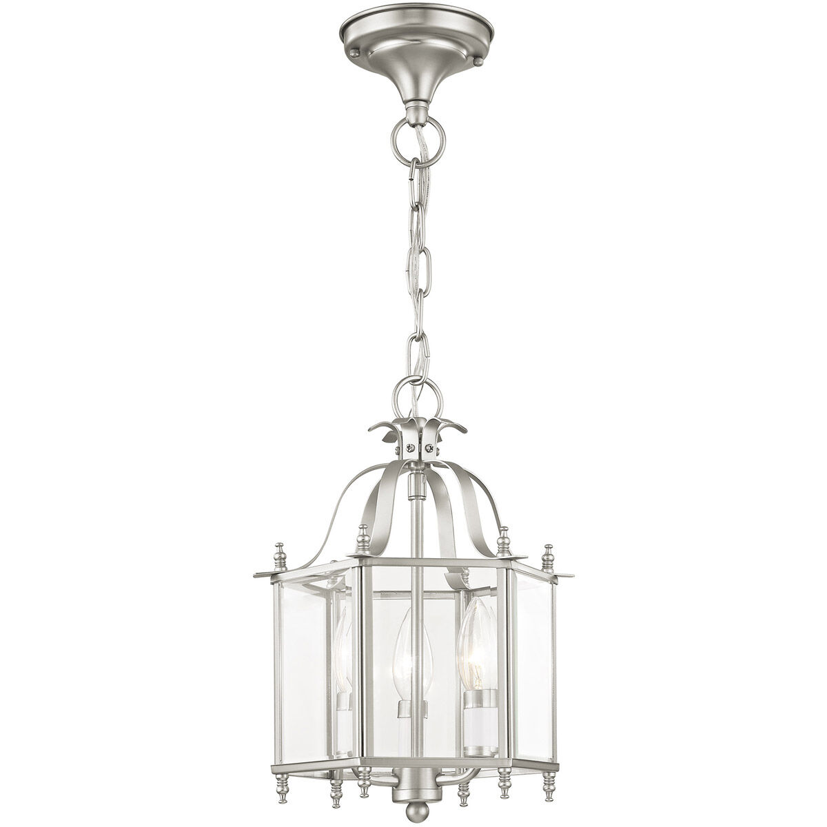Livingston 3 Light 10 inch Brushed Nickel Convertible Mini Pendant/Ceiling Mount Ceiling Light