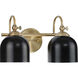 Dalton 2 Light 15 inch Vintage Brass Bath Vanity Wall Light