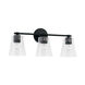 Baker 3 Light 23 inch Matte Black Vanity Light Wall Light
