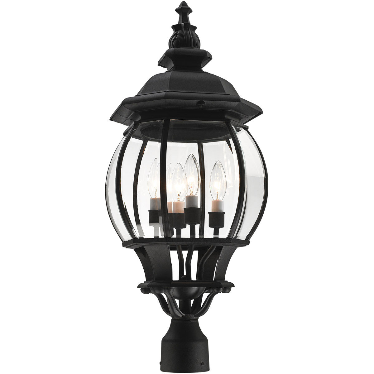 Frontenac 4 Light 27 inch Textured Black Outdoor Post Top Lantern