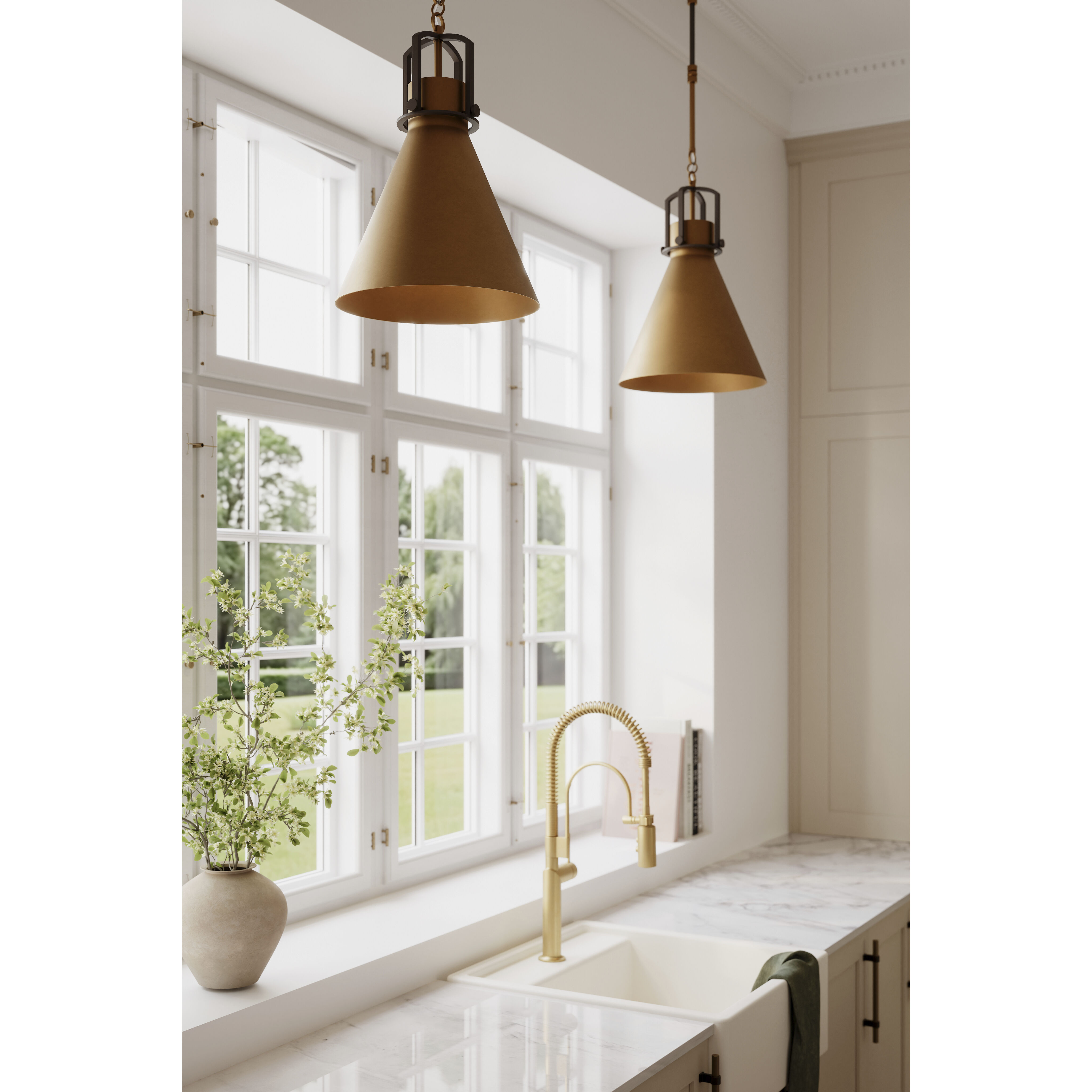 Fenric 1 Light 13.75 inch Legacy Brass and Dark Bronze Pendant Ceiling Light