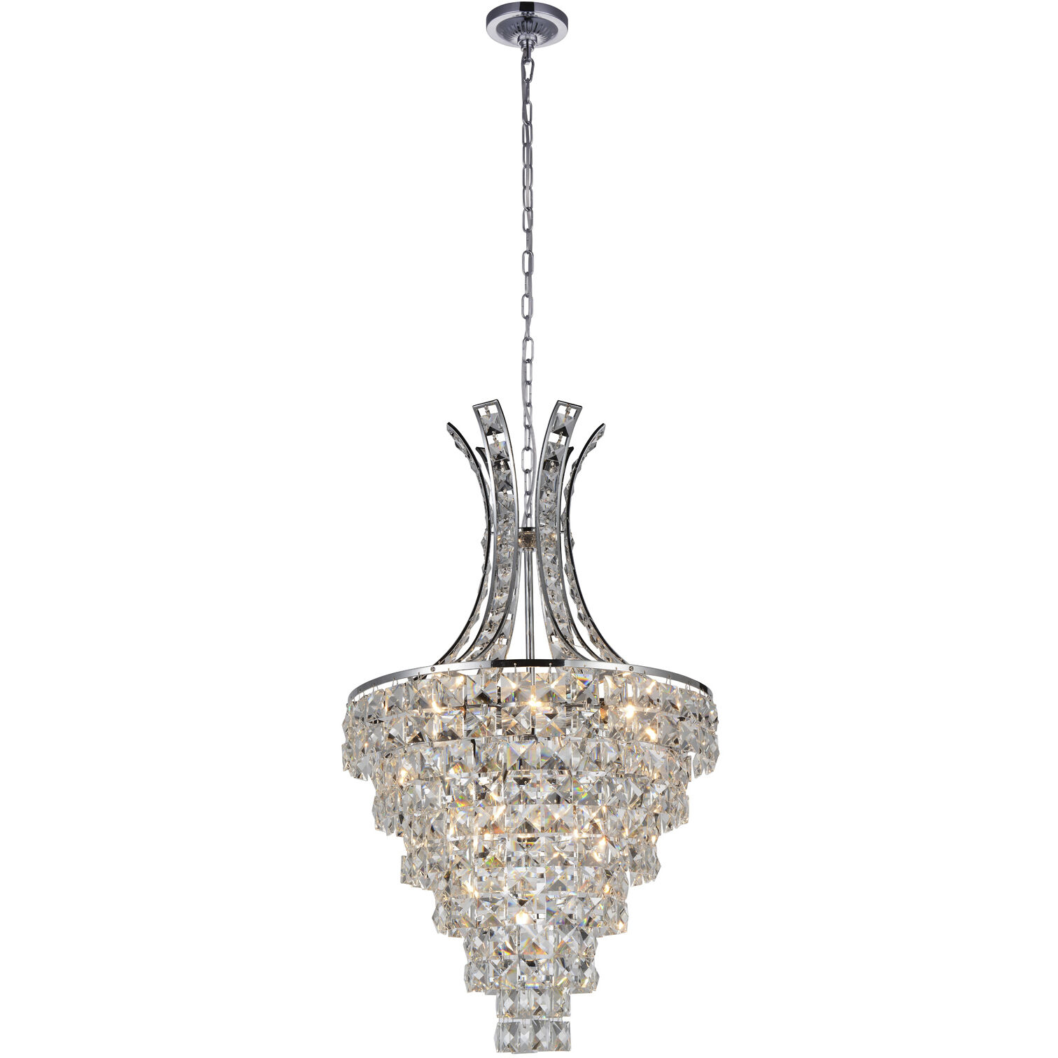 Chique 9 Light 16 inch Chrome Chandelier Ceiling Light