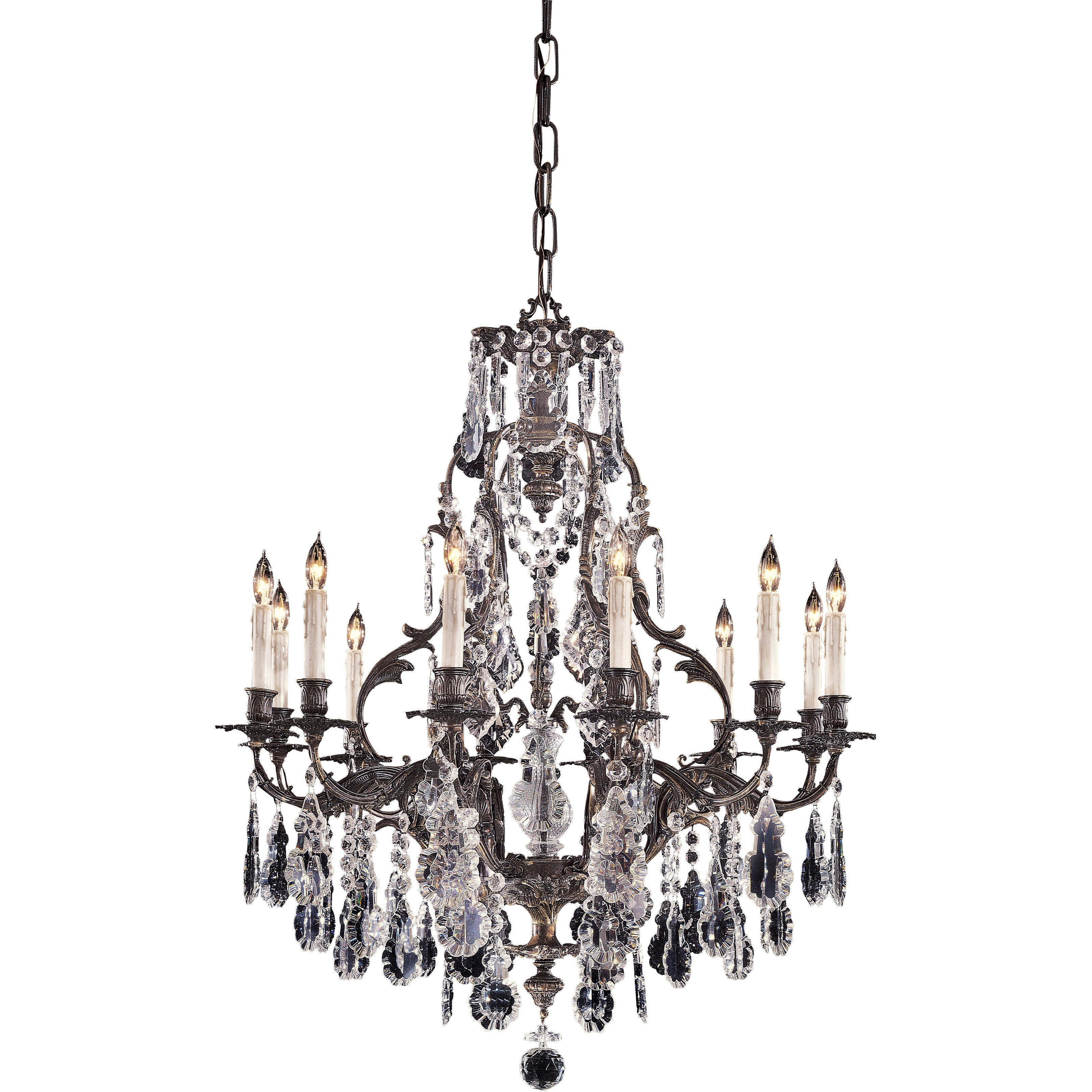 Crystal Collection 12 Light 33 inch Oxidized Brass Chandelier Ceiling Light