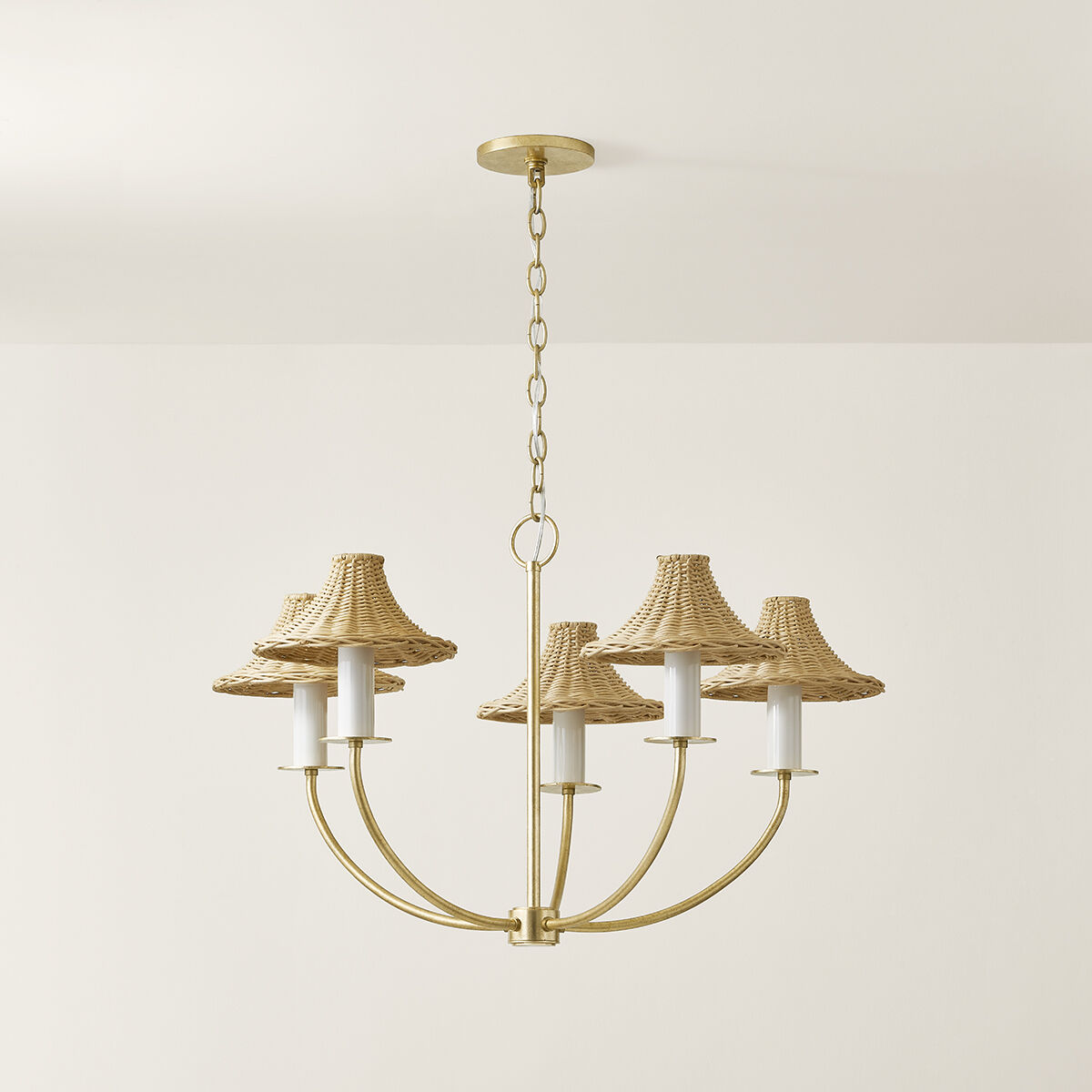 Twila 5 Light 30.25 inch Vintage Gold Leaf Chandelier Ceiling Light