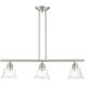 Moreland 3 Light 30 inch Brushed Nickel Linear Chandelier Ceiling Light