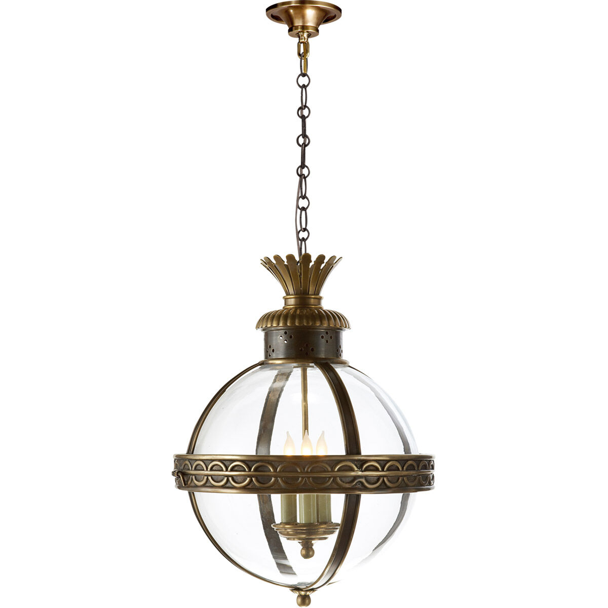 Chapman & Myers Crown Top Globe 3 Light 15.00 inch Pendant