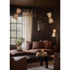 Gable 4 Light 54 inch Antique Natural Brass Linear Chandelier Ceiling Light in Storm Blue
