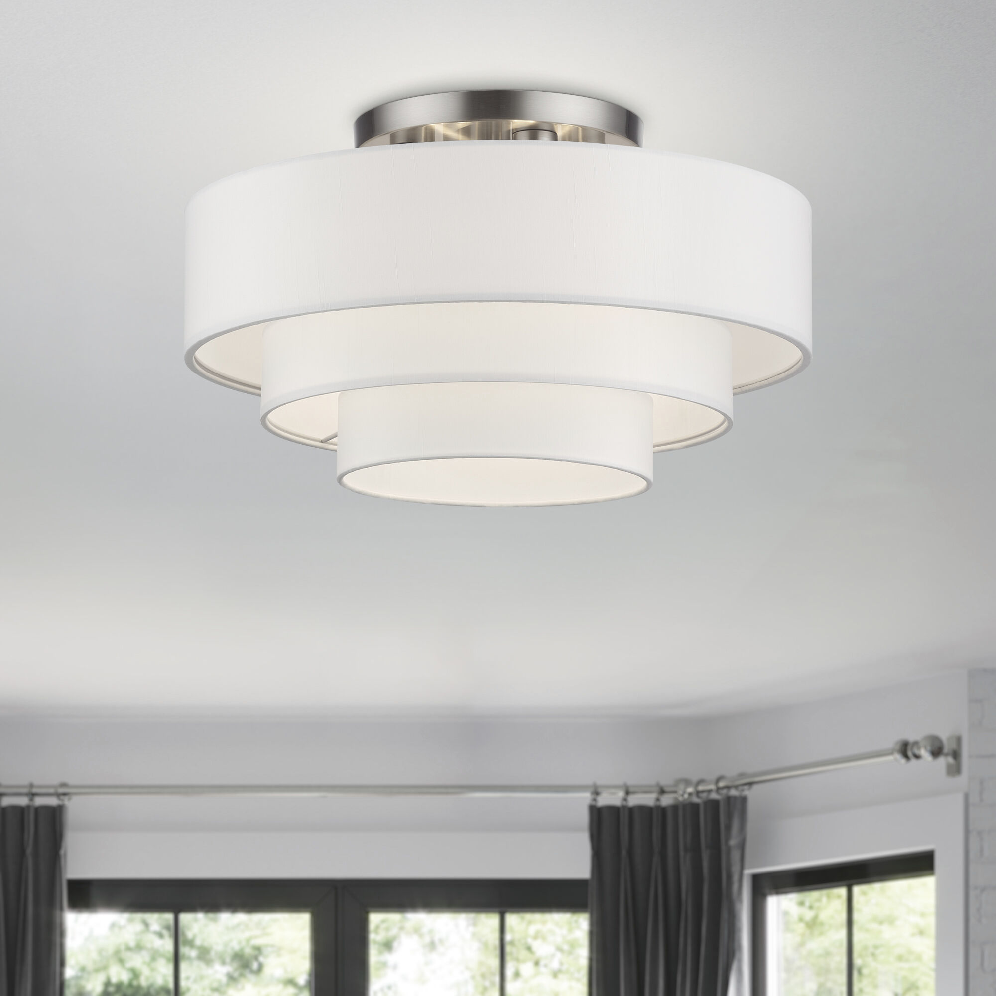 Manorwood 4 Light 21 inch Brushed Nickel Semi-Flush Ceiling Light