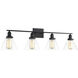 Drake 4 Light 38 inch Black Bathroom Vanity Light Wall Light, Essentials