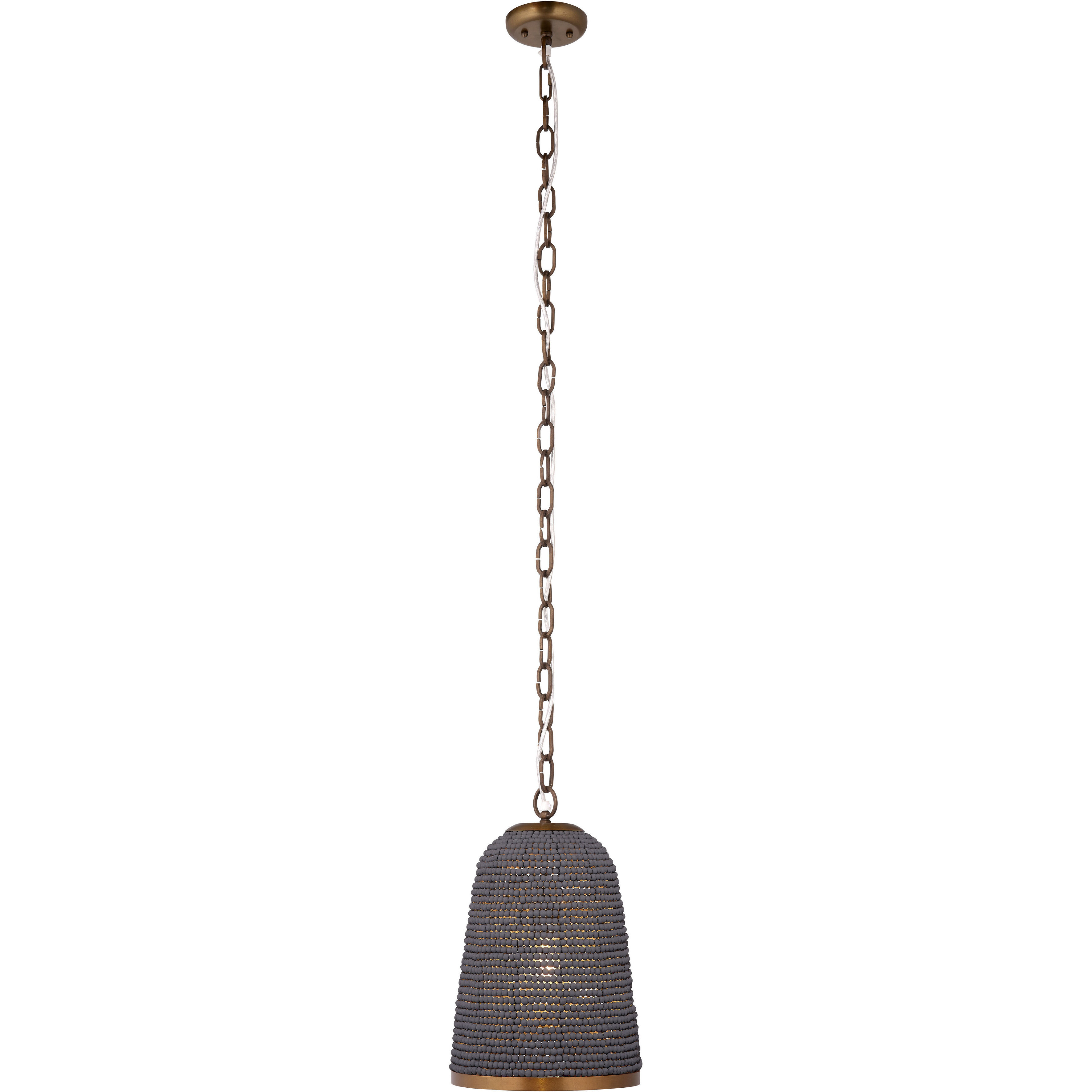Creekside 1 Light 11 inch Slate Blue Wood Beads and Antique Brass Pendant Ceiling Light