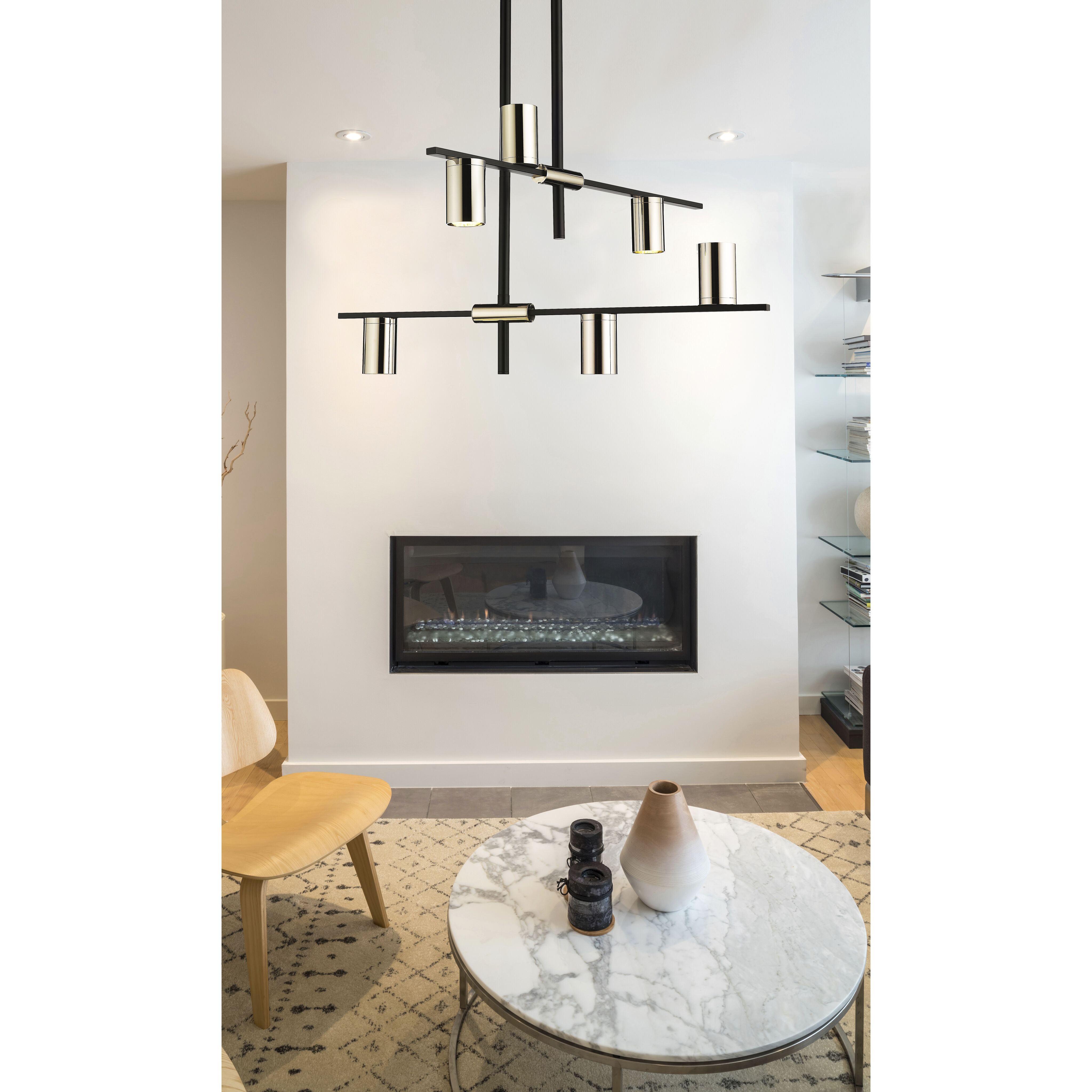 Calumet 6 Light 30 inch Matte Black and Polished Nickel Chandelier Ceiling Light