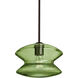 Zen 1 Light Bronze Pendant Ceiling Light in Moss Bubble Glass