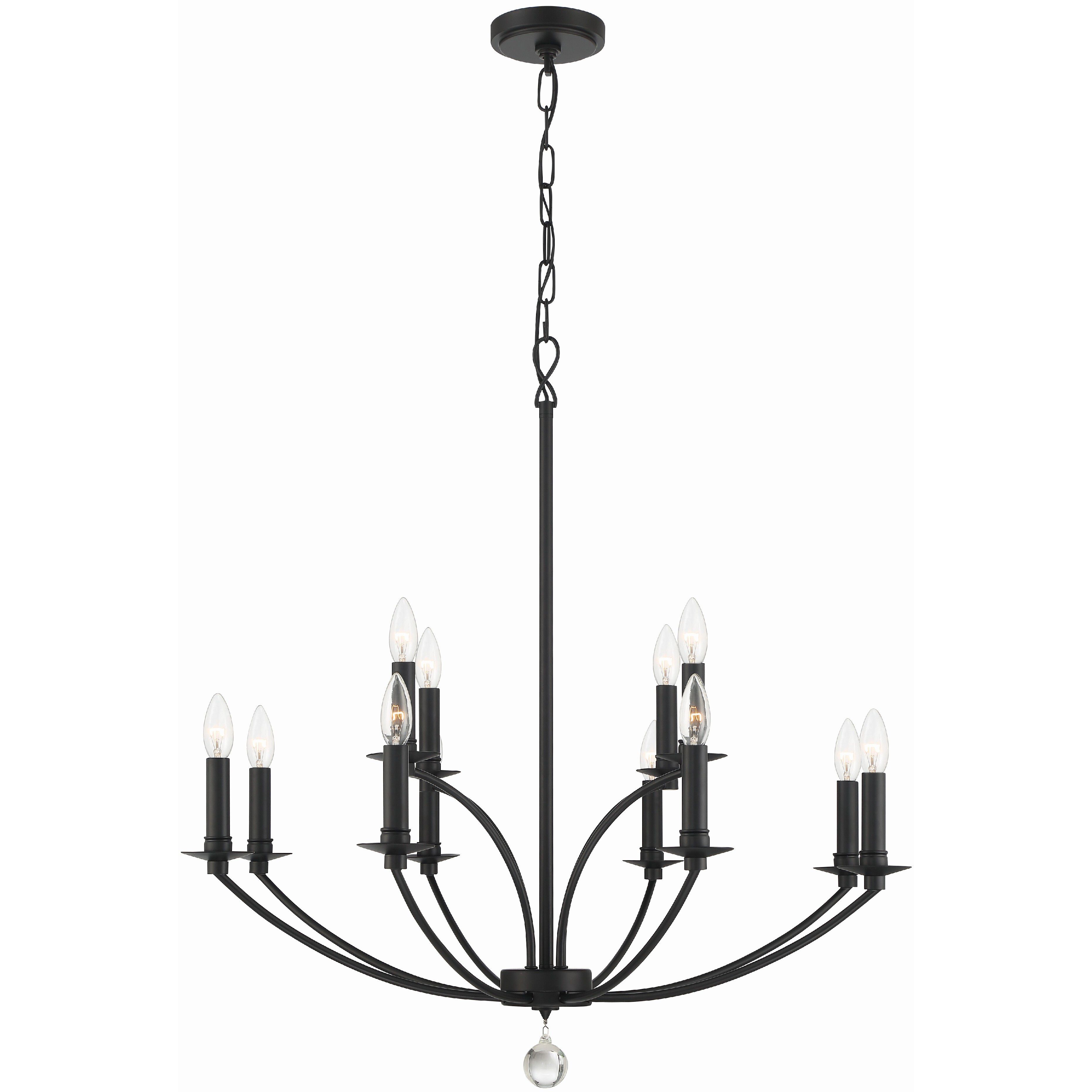 Mila 12 Light 32 inch Black Chandelier Ceiling Light