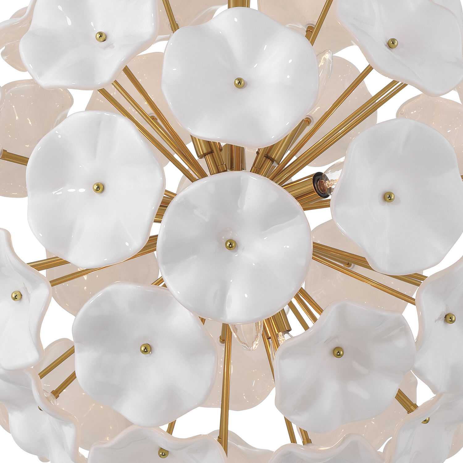 Esme 9 Light 22.5 inch Aged Brass Chandelier Ceiling Light in Floral Glass Petals White