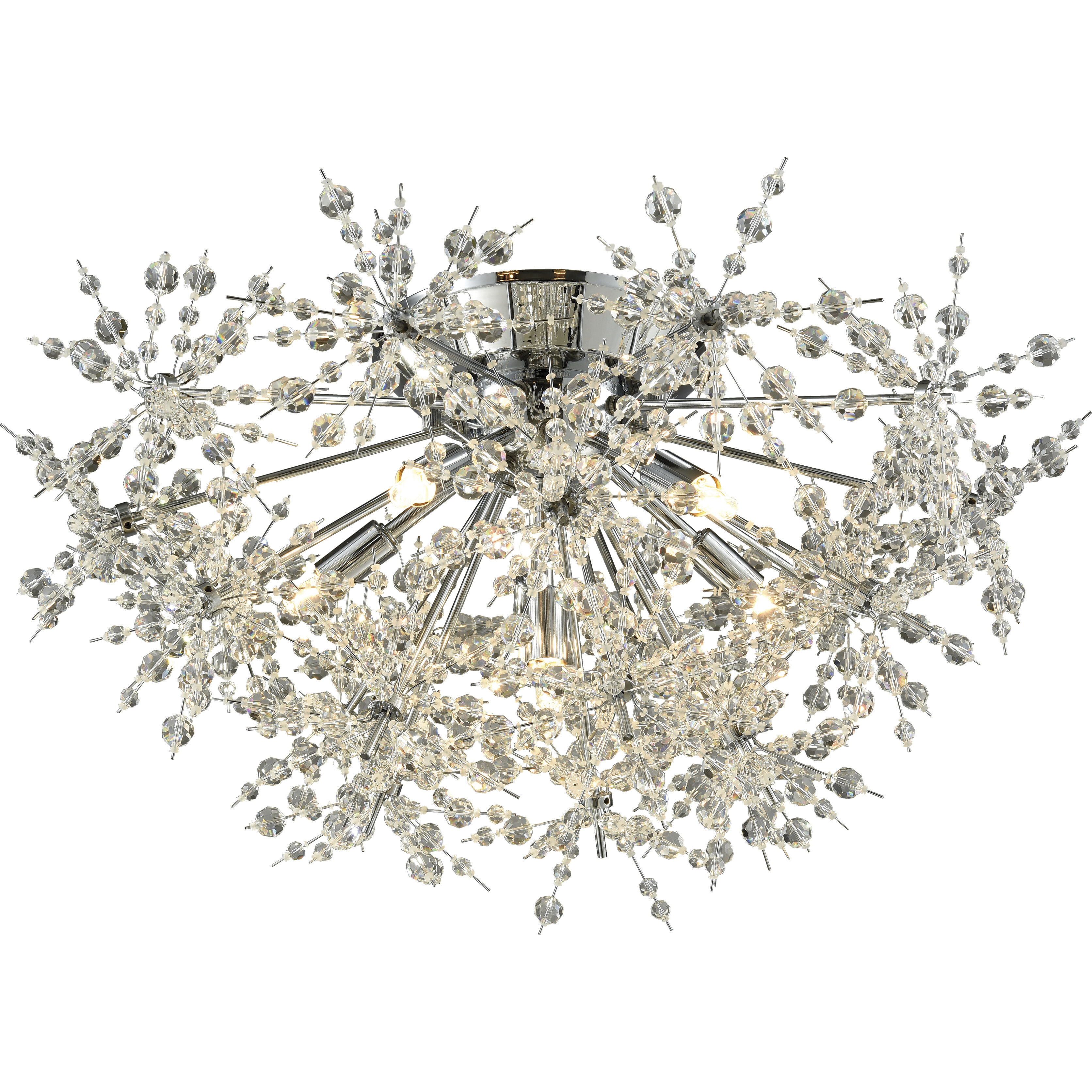 Snowburst 6 Light 21 inch Polished Chrome Semi Flush Mount Ceiling Light