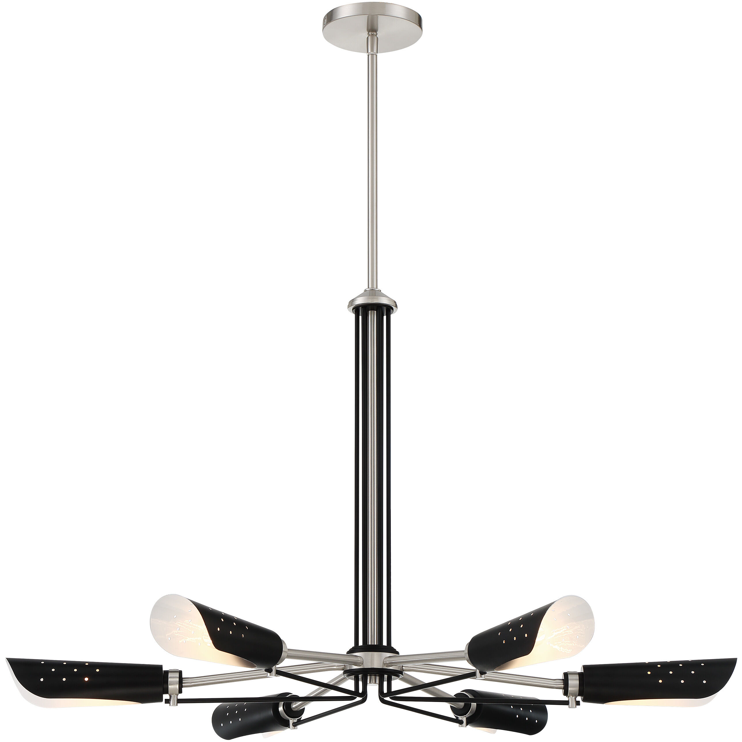 Turbine 6 Light 34 inch Coal With Brushed Nickel Chandelier Ceiling Light