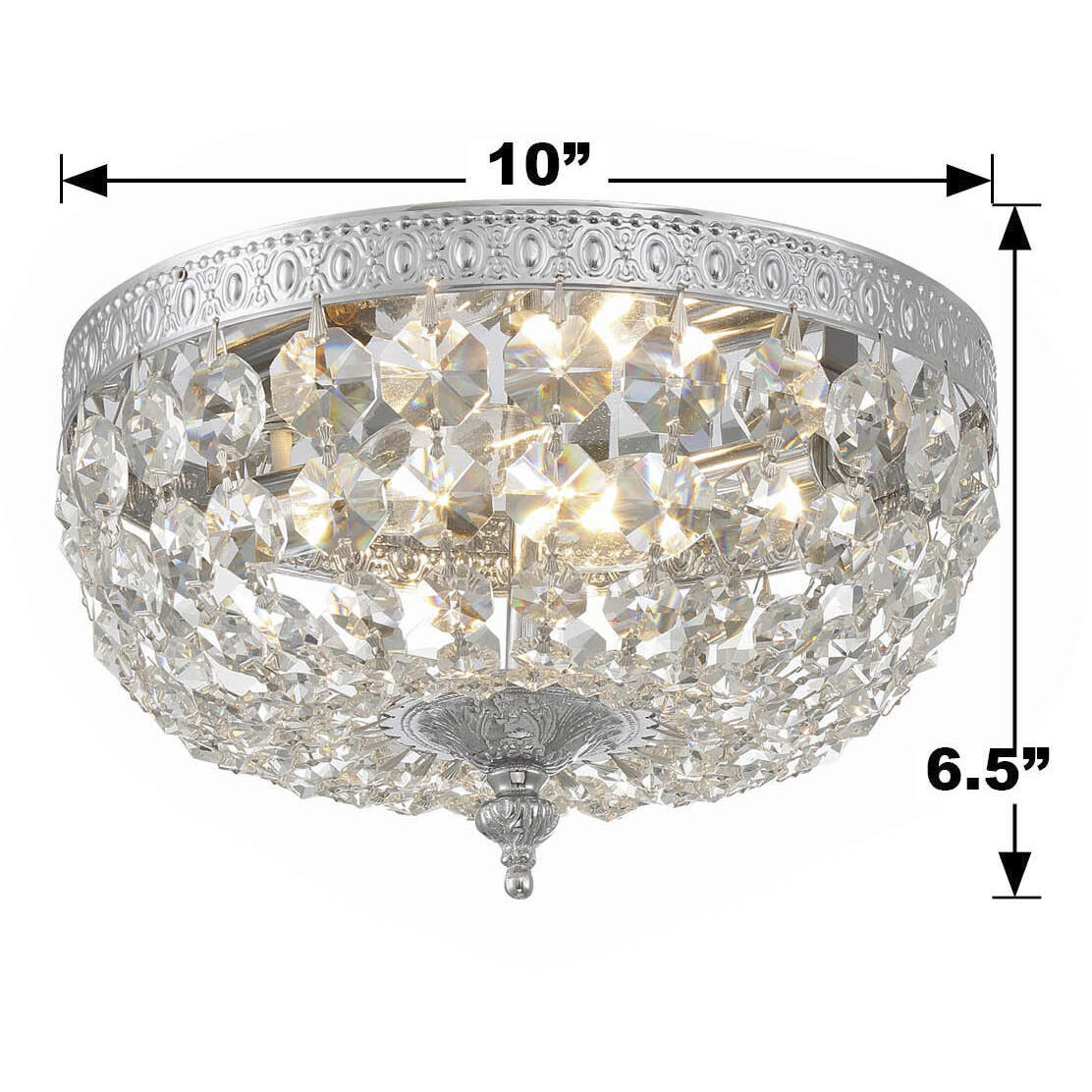 Waltham 2 Light 10 inch Polished Chrome Flush Ceiling Light in Clear Spectra