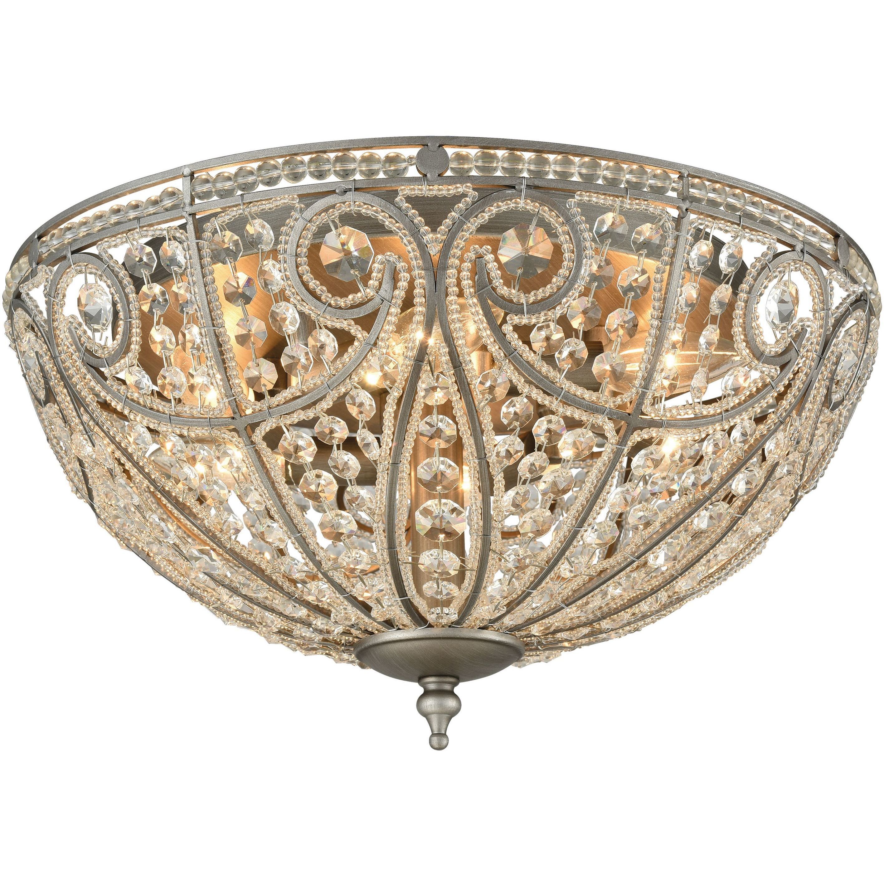 Elizabethan 6 Light 17 inch Weathered Zinc Flush Mount Ceiling Light