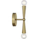 Contemporary 2 Light 4.75 inch Natural Brass Wall Sconce Wall Light