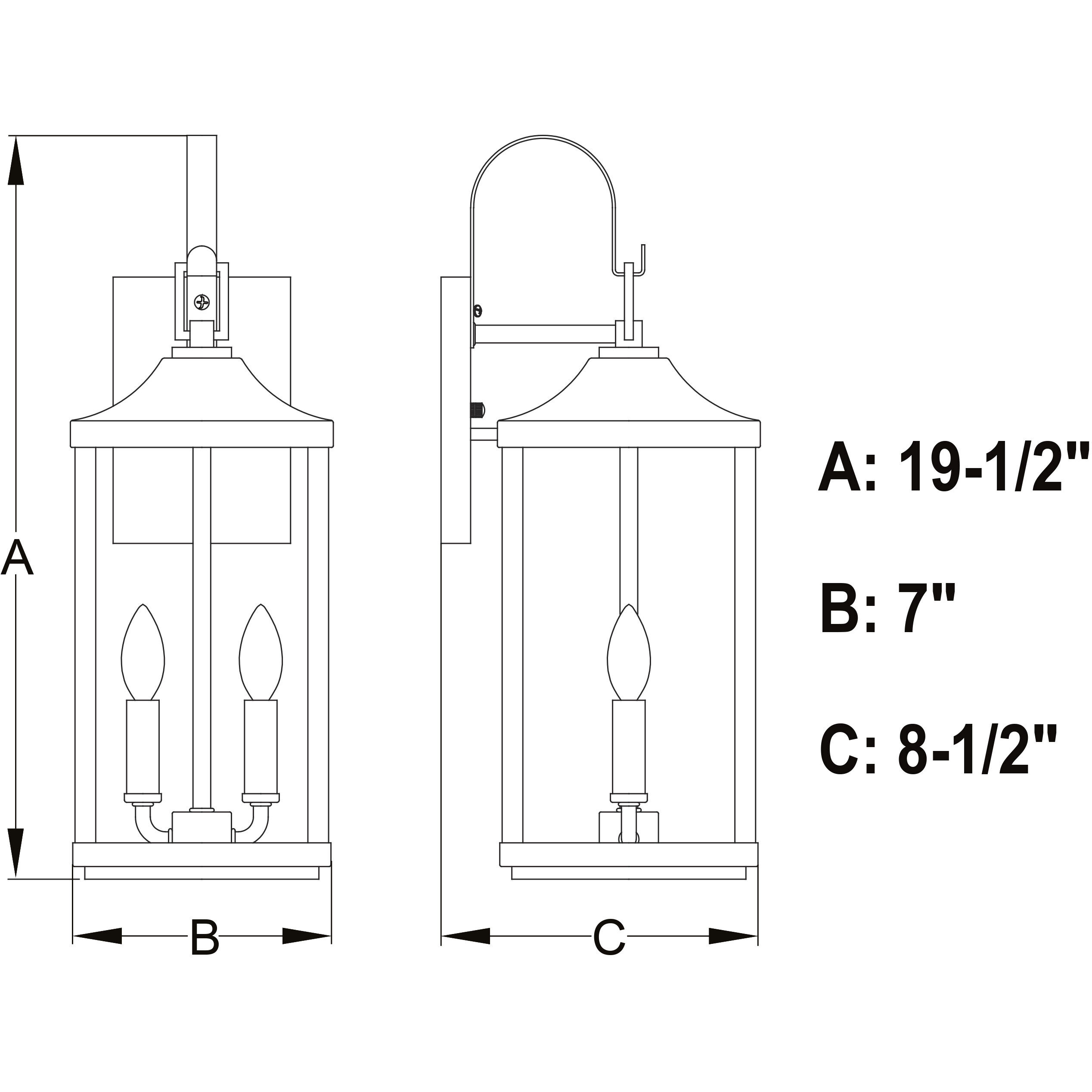 Old Town 2 Light 19.5 inch Textured Black Outdoor Wall Lantern