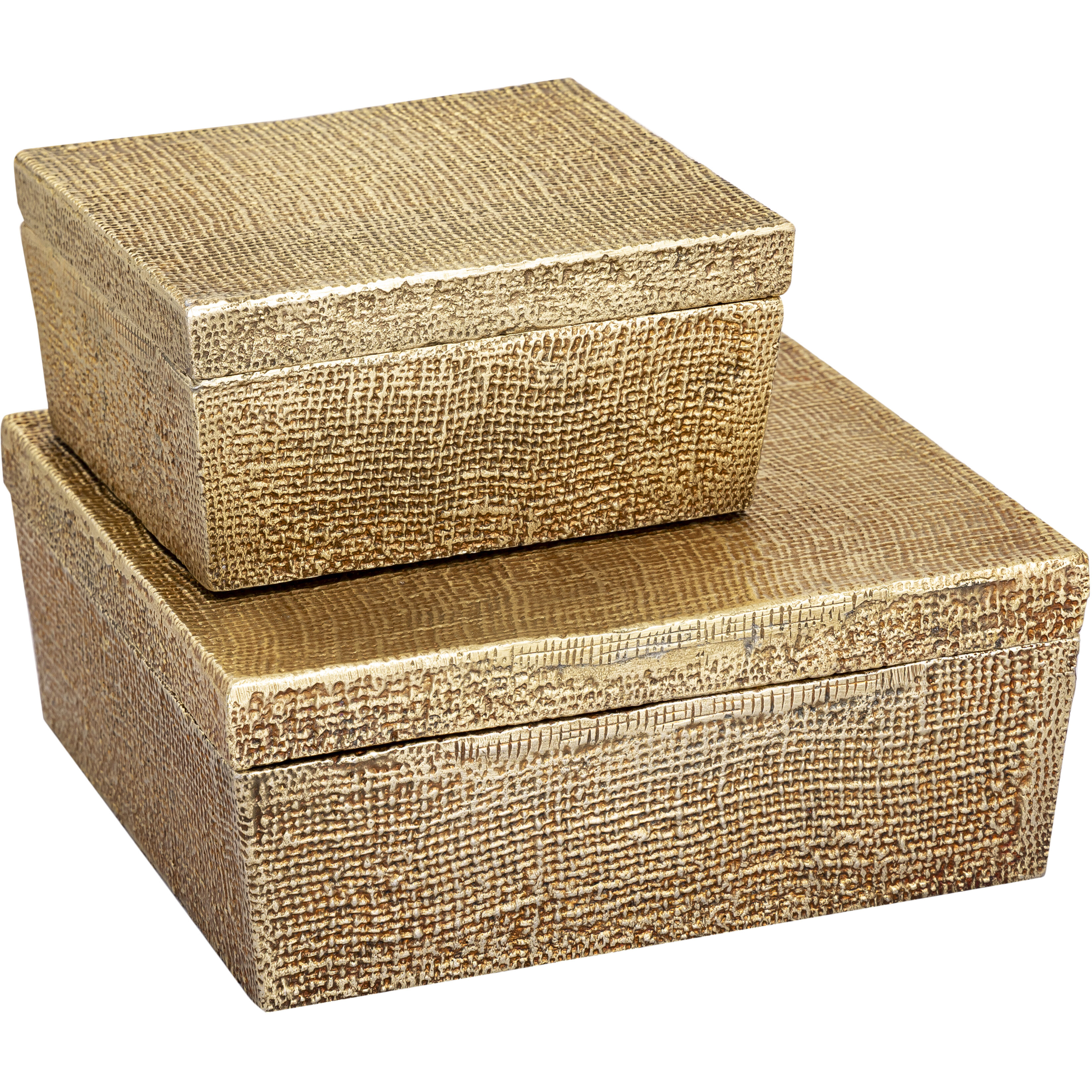 Square Linen 11 X 11 inch Antique Brass Box