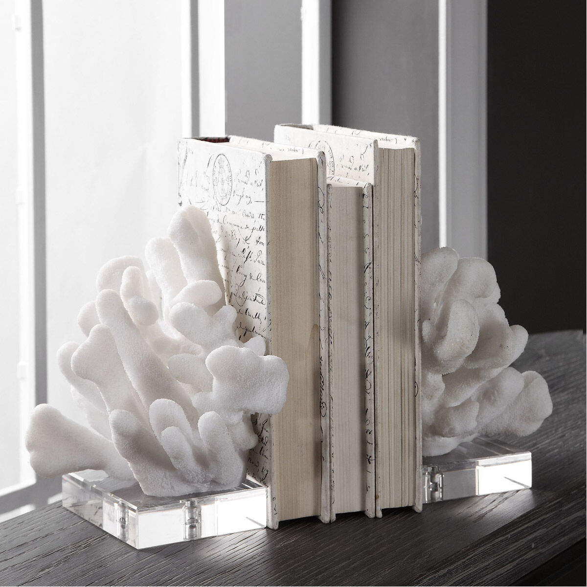 Charbel 6 inch White Bookends, Set of 2