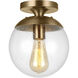 Leo - Hanging Globe 1 Light 8 inch Satin Brass Semi-Flush Mount Ceiling Light