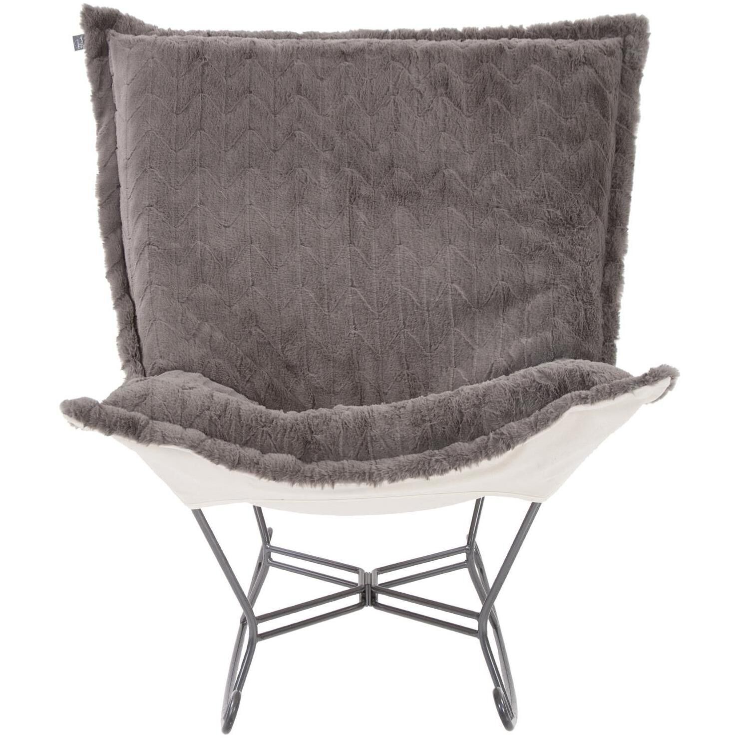 Puff Angora Stone Scroll Rocker with Cover