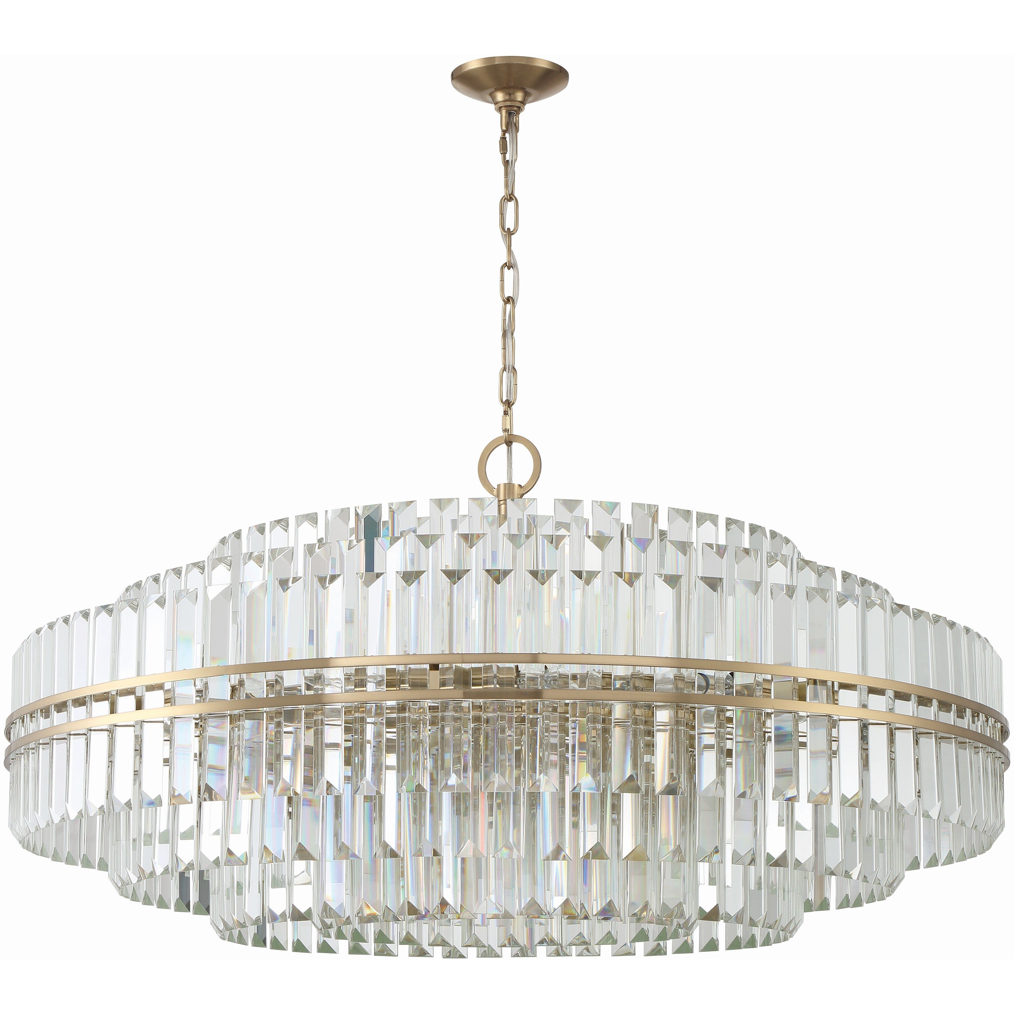 Hayes 32 Light 40.5 inch Aged Brass Chandelier Ceiling Light