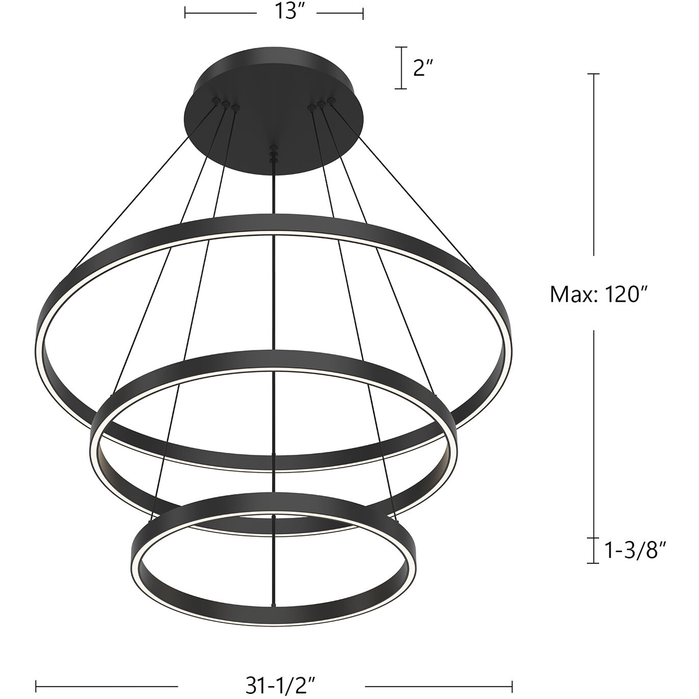 Cerchio 31.5 inch Black Chandelier Ceiling Light