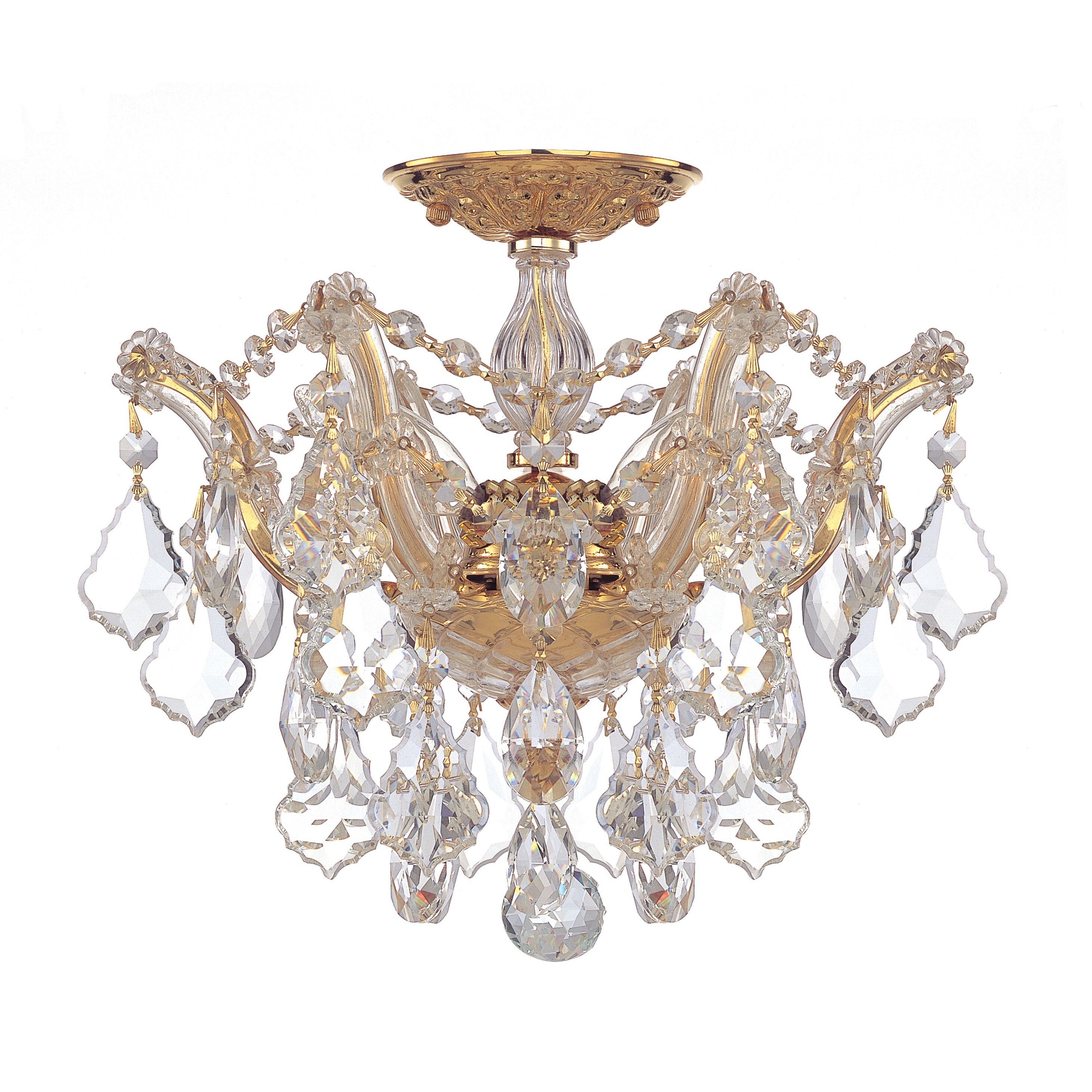 Maria Theresa 3 Light 13.5 inch Gold Semi Flush Ceiling Light in Clear Swarovski Strass