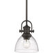 Yep Hines 1 Light 6.88 inch Rubbed Bronze Pendant Ceiling Light in Seeded Glass