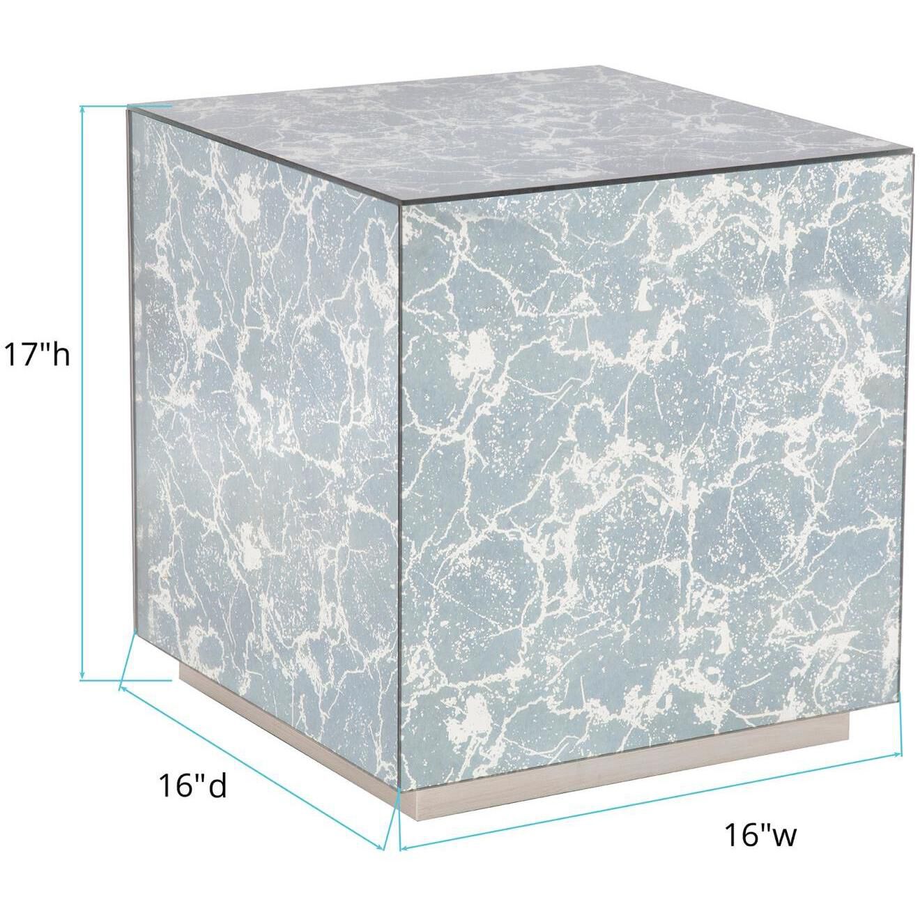 Paxton 17 X 16 inch Antiqued Marbled Glass with Antique Silver Trim Side Table