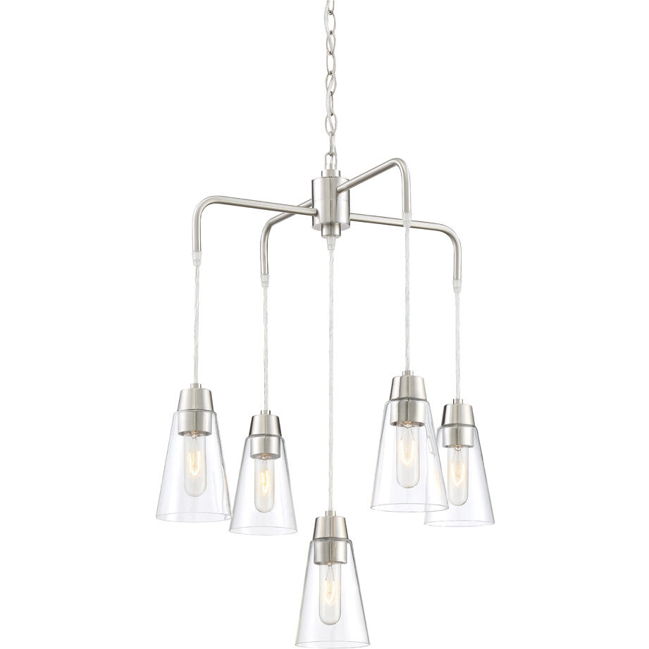 Echo 5 Light 22.5 inch Satin Platinum Chandelier Ceiling Light