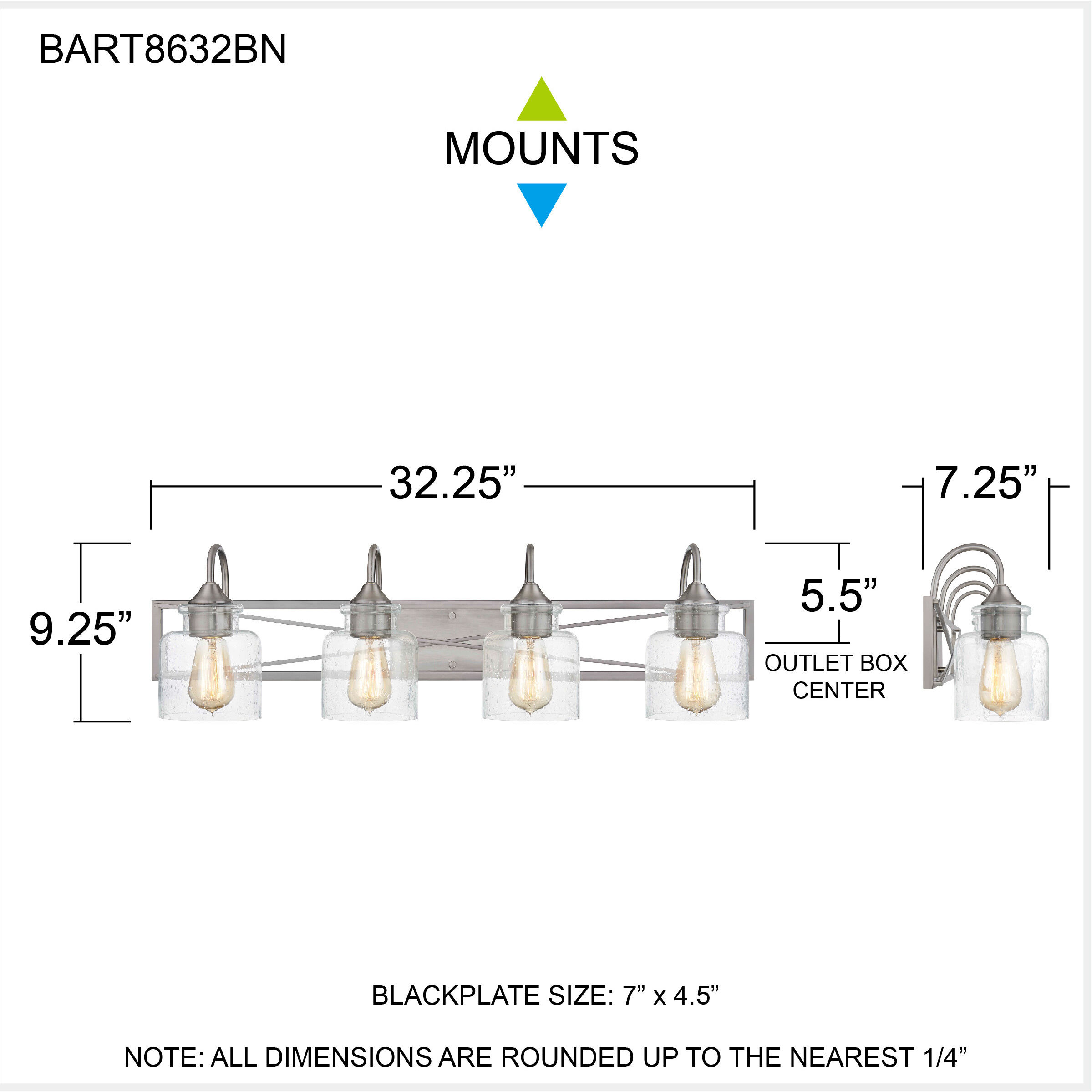 Bartley 4 Light 32 inch Brushed Nickel Bath Light Wall Light
