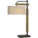 Alloa 32 inch 100 watt Dark Bronze with Wood Desk Lamp Portable Light