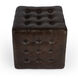 Leon Button Tufted Leather Ottoman in Dark Brown