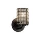 Wire Glass Wall Sconce Wall Light in Matte Black, Grid with Clear Bubbles, Incandescent