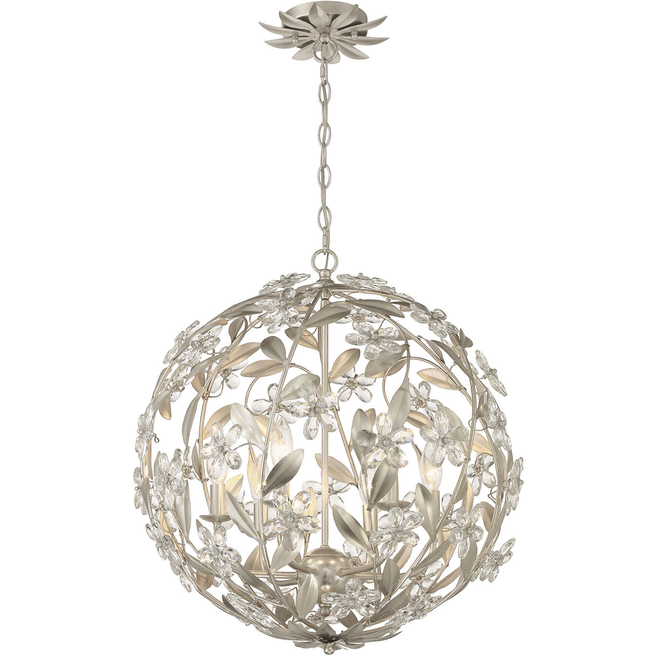 Marselle 6 Light 22 inch Antique Silver Chandelier Ceiling Light