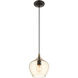 Pendants 1 Light 8 inch English Bronze with Antique Brass Accents Pendant Ceiling Light
