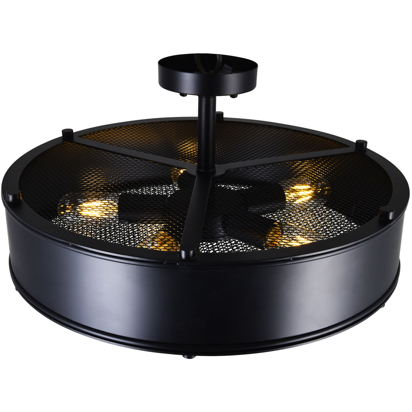 Tigris 5 Light 20 inch Black Drum Shade Flush Mount Ceiling Light