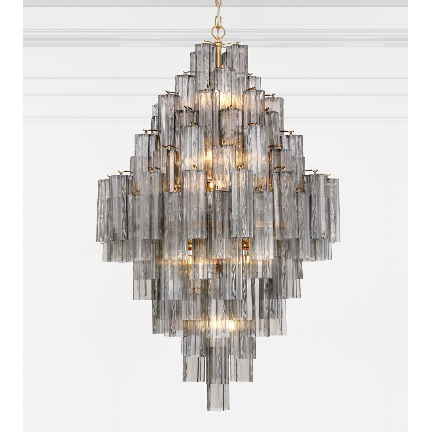 Addis 20 Light 31.5 inch Aged Brass Chandelier Ceiling Light in Smoke