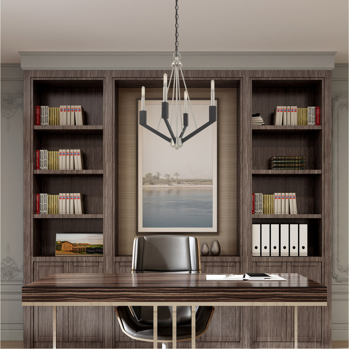 Beckett 4 Light 18 inch Brushed Nickel & Black Mini Chandelier Ceiling Light