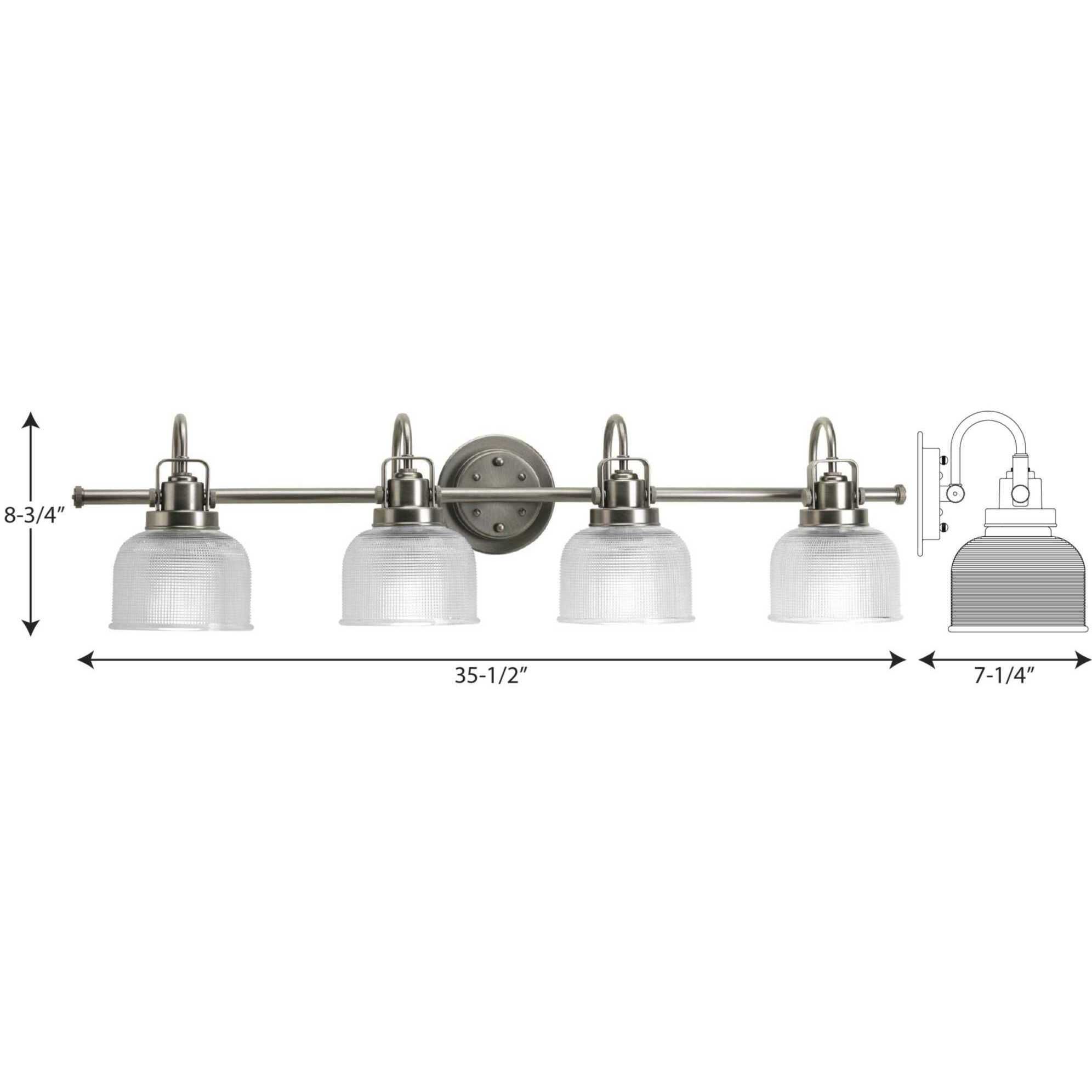 Archie 4 Light 35.5 inch Antique Nickel Bath Vanity Wall Light