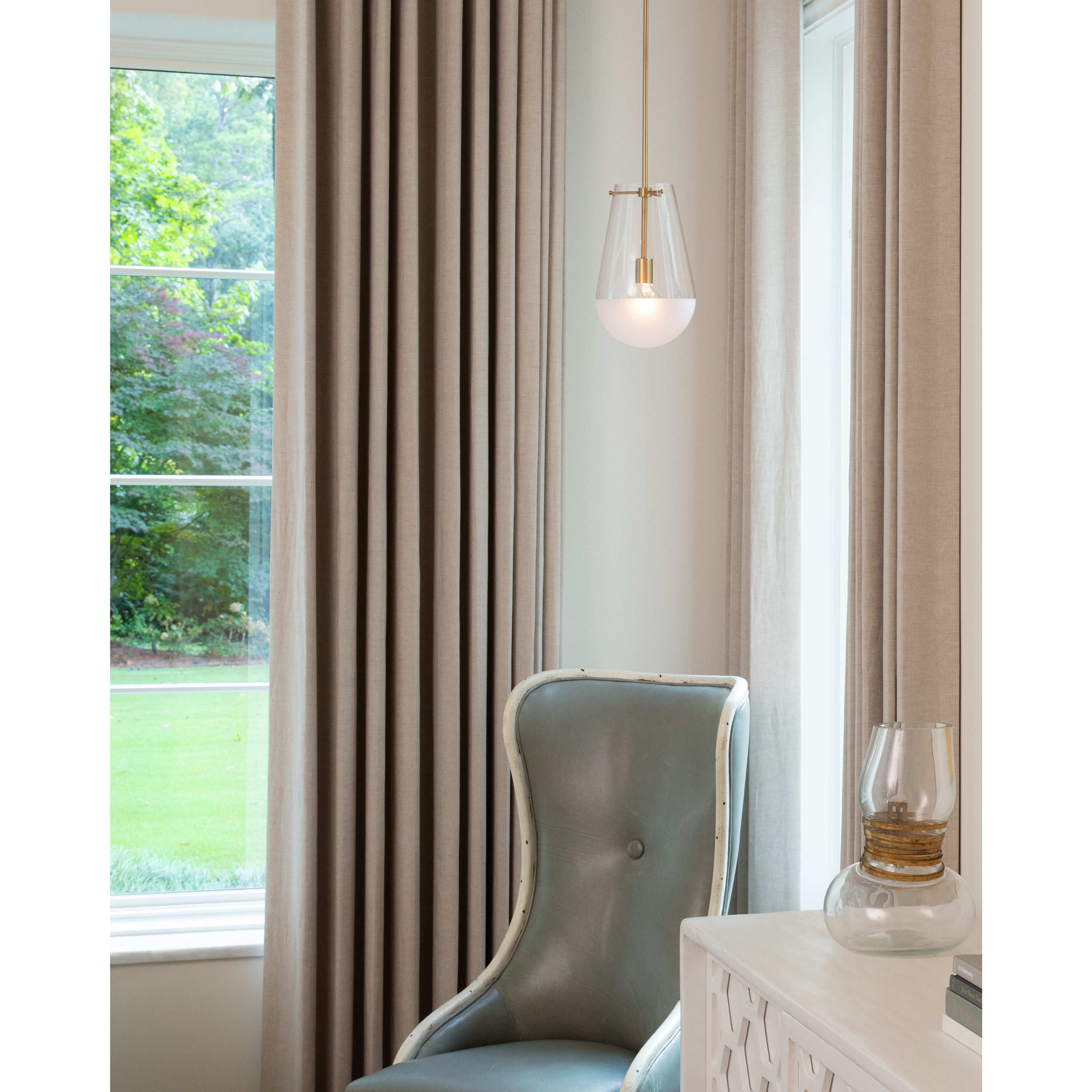 Beck 9 inch Lacquered Brass Indoor Pendant Ceiling Light