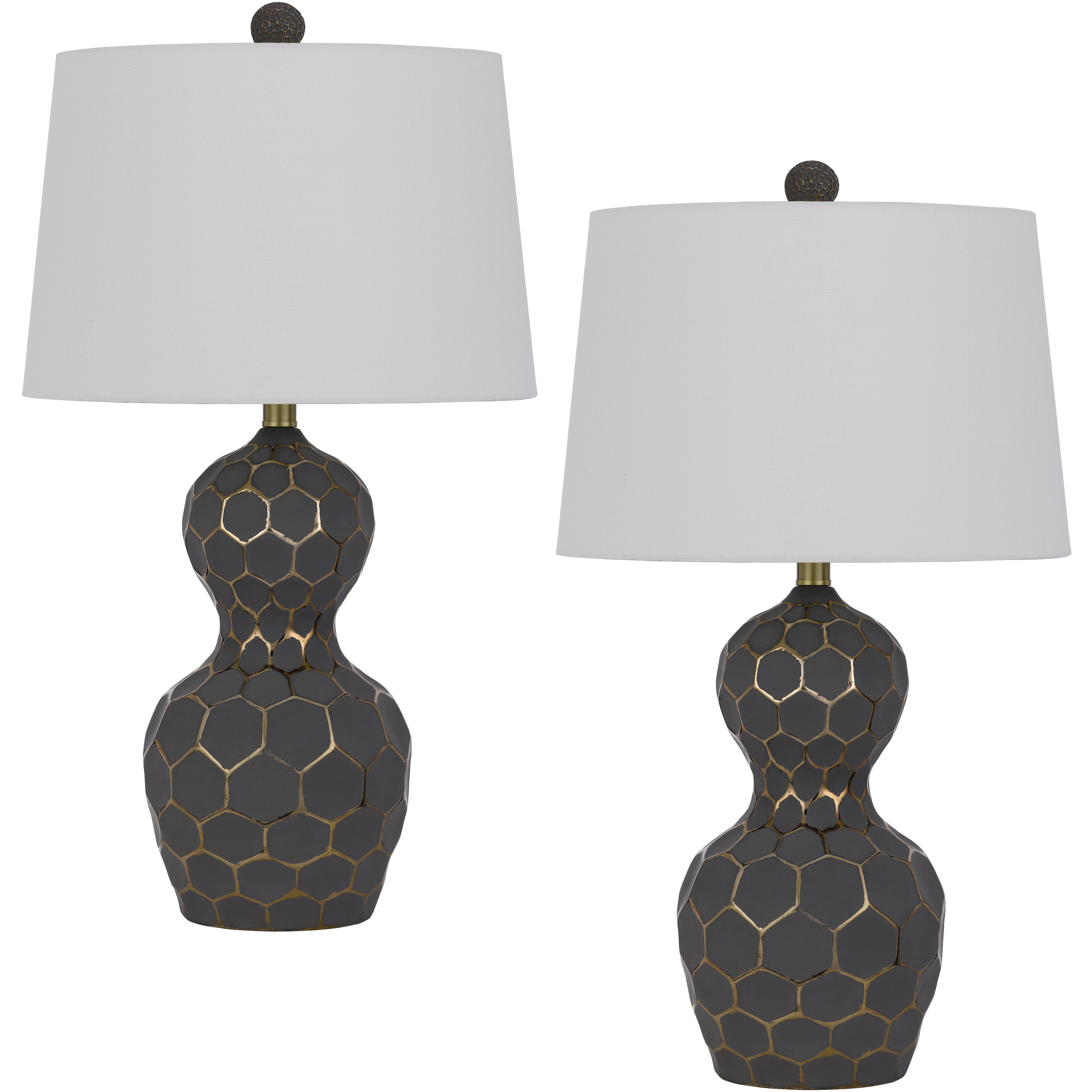 Tuscaloosa 27 inch 150.00 watt Matte Black and Gold Lamp Set Portable Light